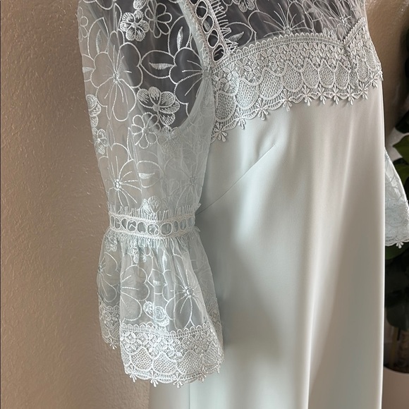 Ted Baker London Pastel Blue Embroidered Rachael Lace Elegant Dress - Picture 4 of 9